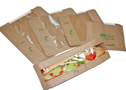 Bag Bread compostable/ Kraft -Natureflex window 100 x 50 x 355mm Qty 1000