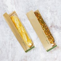 14" Kraft Nature Flex Vegware Window Baguette Bag