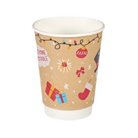 12oz Kraft Festive Double Wall Hot Cup (Aqueous Lined) 12oz Kraft Festive Double Wall Hot Cup