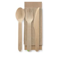 4 in 1 Wrapped Compostable Wooden Cutlery 4 in 1 Wrapped Compostable Wooden Cutlery