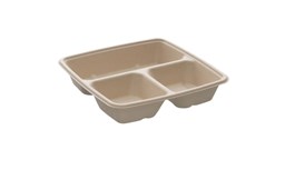 Square tray with 3 compartments 23x23cm