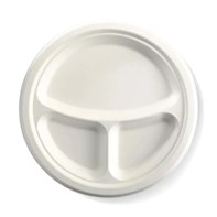 3 Compartment 10" Bagasse Plate | Select Catering Solutions Ltd 3 Compartment 10" Bagasse Plate