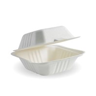 Hinged Bagasse Box Burger 6x6" Hinged Box Burger Bagasse 6x6"
