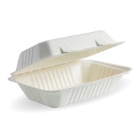 9x6" Large Bagasse Clamshell Food Container | Packaging 9x6" Large Bagasse Clamshell Food Container