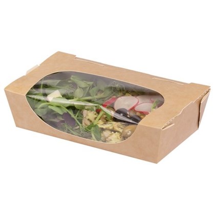 SP2 Large Kraft Tuck-Top Salad Pack Large Salad Box