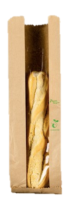 Bag Bread compostable/ Kraft -Natureflex window 100 x 50 x 355mm Qty 1000