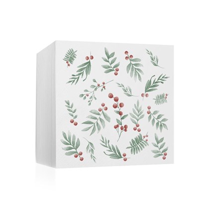 32cm 2ply White Holly Napkins Napkin 2ply 32x32cm White Holly