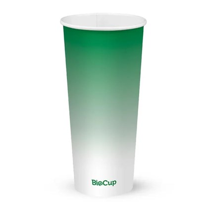 24oz (90mm) White & Green Single Wall Cups 24oz White & Green Single Wall BioCup