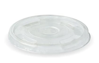 PLA Flat Lid Half Moon Slot - Clear - Fits 300-700ml (96mm) PLA Flat Lid Half Moon Slot - Clear - Fits 300-700ml (96mm)