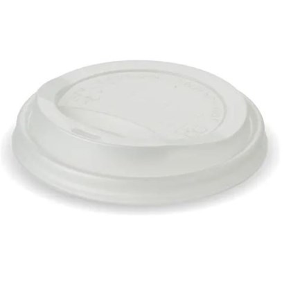 10/12/16oz White Bioplastic Coffee Cup Lid, white | Select Catering Solutions Ltd 10-20oz CPLA Hot Cup Lid White