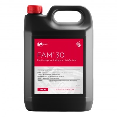 Evans Fam30 Lodophor Disinfectant 2x5L | Chemicals Disinfectant