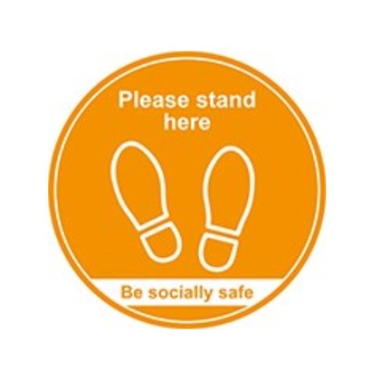 Please Stand Here Sign 400mm Amber | Select Catering Solutions Ltd Please Stand Here Sign 400mm Amber