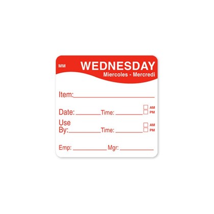 2x2" Red Wednesday Prep Label | Select Catering Solutions Ltd 2x2" Red Wednesday Prep Label | Select Catering Solutions Ltd