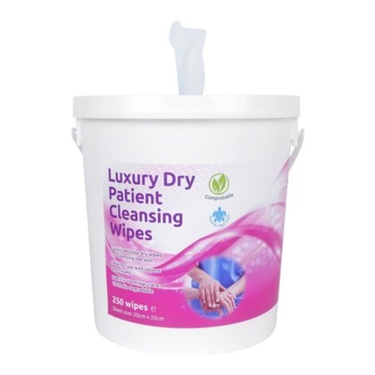 250 Compostable Luxury Dry Patient Cleansing Wipes Luxury Dry Patient Cleansing Wipes - 100% Compostable