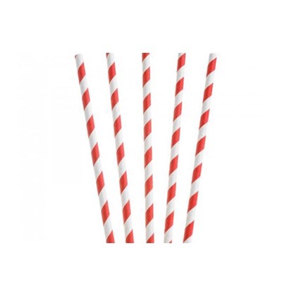 Paper Straws Red & White 200x6mm Paper Straws Red & White 200x6mm
