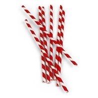 Red & White Paper Straw 200x 6mm, Qty 250
