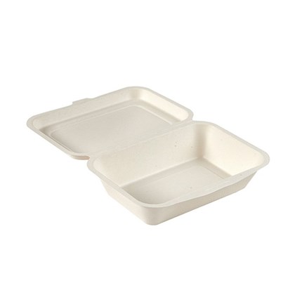 6.75x4.5" White Bagasse Clamshells