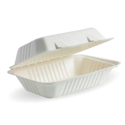 9x6" Large Bagasse Clamshell Food Container | Packaging 9x6" Large Bagasse Clamshell Food Container