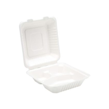 8" Bagasse 3 Compartment Meal Box | Select Catering Solutions Ltd 8" Bagasse 3 Compartment Meal Box