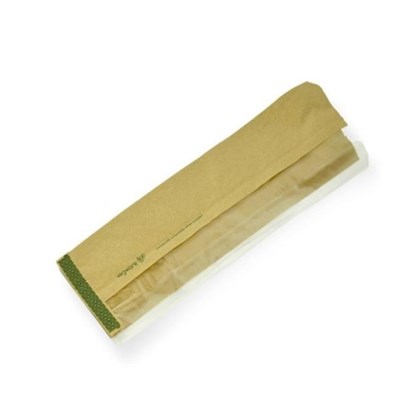 14" Kraft Nature Flex Vegware Window Baguette Bag | Select Catering Solutions Ltd 14" Kraft Nature Flex Vegware Window Baguette Bag