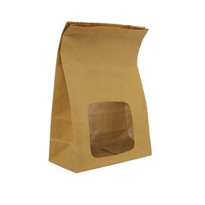 Kraft Natureflex Window Bloomer Bag 6x3x9in Kraft Natureflex Window Bloomer Bag 6x3x9in