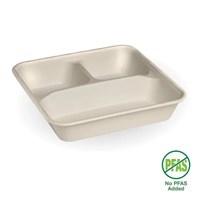 3-Compartment Natural Plant Fibre Takeaway Base 240x180x50mm- 3-Compartment Natural Plant Fibre Takeaway Base 240x180x50mm- Qty500