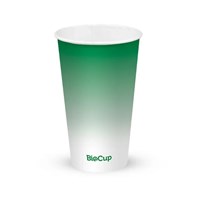 16oz White Single Wall Cups 16oz (90mm) White & Green Single Wall Cups