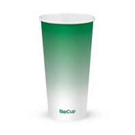 20oz (90mm) White & Green Single Wall Cups