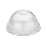 12/16/22oz Clear rPET Domed Lid With Hole (90mm Dia)
