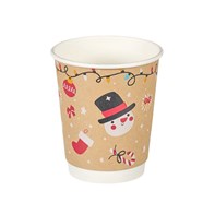 8oz Kraft Festive Double Wall Hot Cup (Aqueous Lined)
