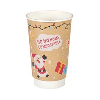 16oz Kraft Festive Double Wall Hot Cup 16oz Kraft Festive Double Wall Hot Cup (Aqueous Lined)