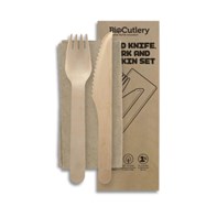 BioTableware Coated 16cm Knife, Fork & Napkin Pack BioTableware, 16cm Knife, Fork & Napkin Pack