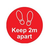 Keep 2m Apart label 200mm Dia Red Keep 2m Apart label 200mm Dia Red