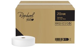 Roll Toilet 2ply 310m Recycled Raphael Twin Jumbo Qty 1x12