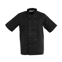 Black Unisex Chef Jacket Short Sleeve Medium Qty1
