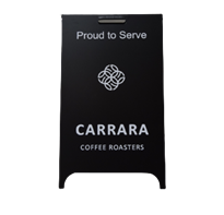 Carrara Coffee Roasters Small Black Metal A Board
