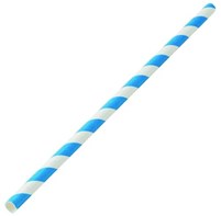 Straws Paper 200x6mm Blue / White