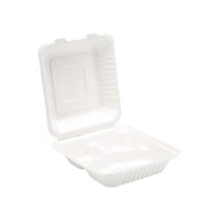 8" Bagasse 3 Compartment Meal Box 8" Bagasse 3 Compartment Meal Box
