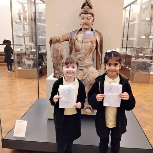 Sketching the Seated Bodhisattva at the Fitzwilliam 2025