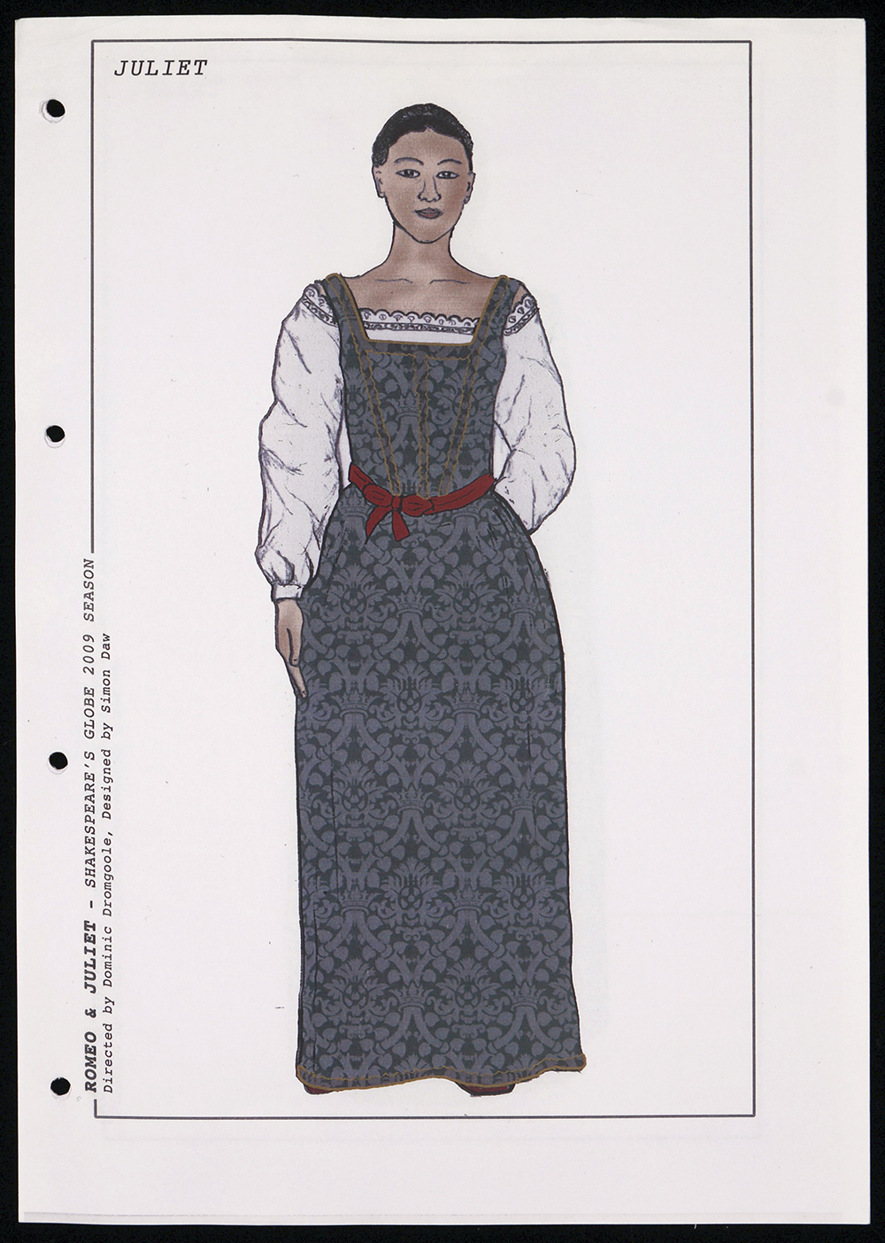 Juliet Costume Design 2 2009 A costume sketch for Juliet, with a blue corset dress.
