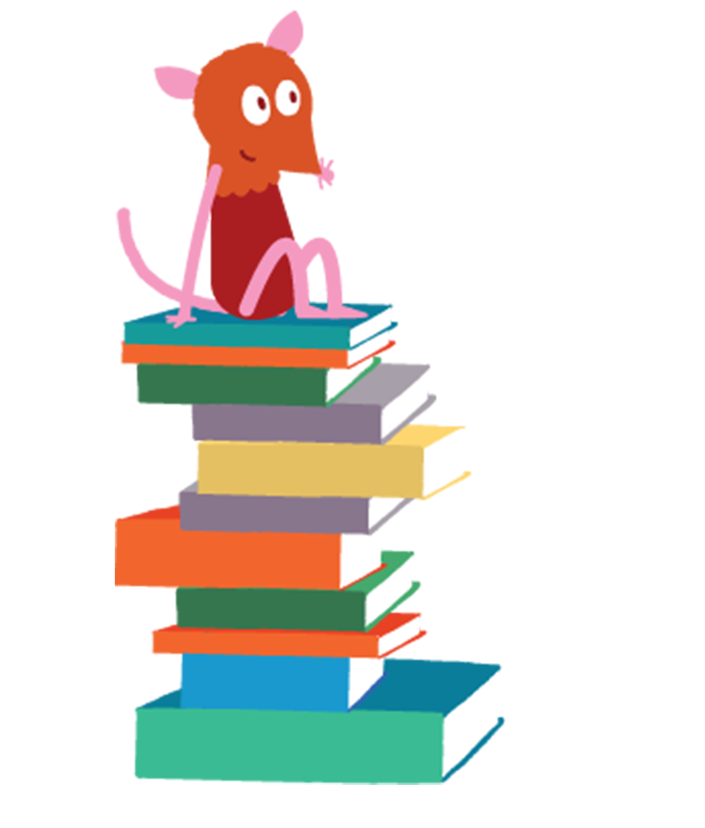 Playground Mouse Character An illustration of a mouse sitting on some books