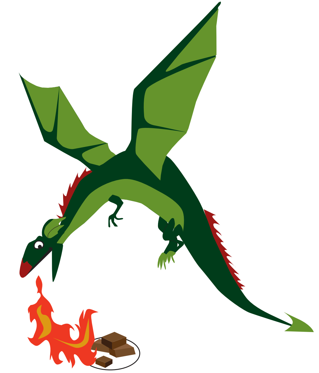 Playground Dragon Brownies Characters Recipe An illustration of a dragon breathing fire on some brownies
