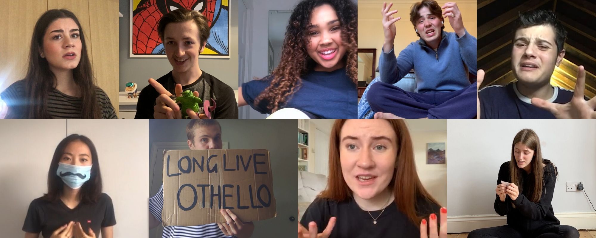 Harrow School Jeremy Lemmon Project 2020 Online A collage of photos of students performing to a camera from home