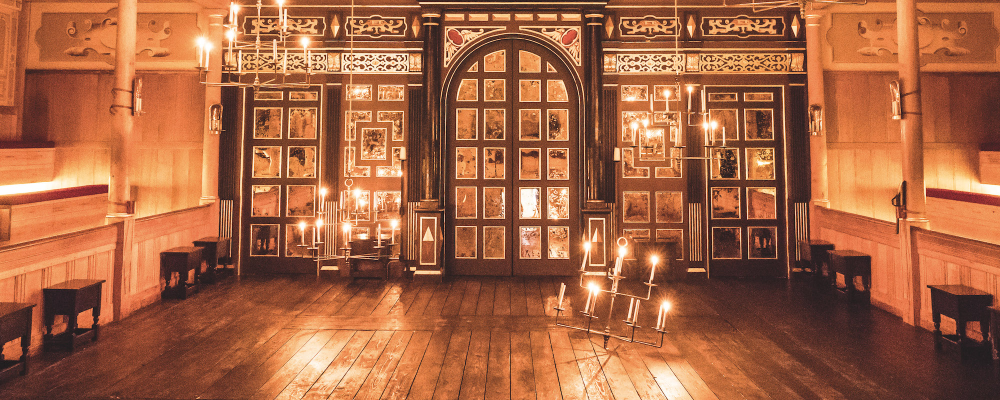 Sam Wanamaker Playhouse Shop A brightly-lit indoor theatre