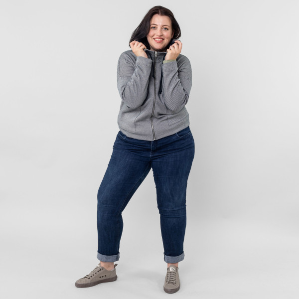 Damen Kapuzen-Blouson double knit nachtblau/kieselgrau Damen Kapuzen-Blouson double knit nachtblau/kieselgrau