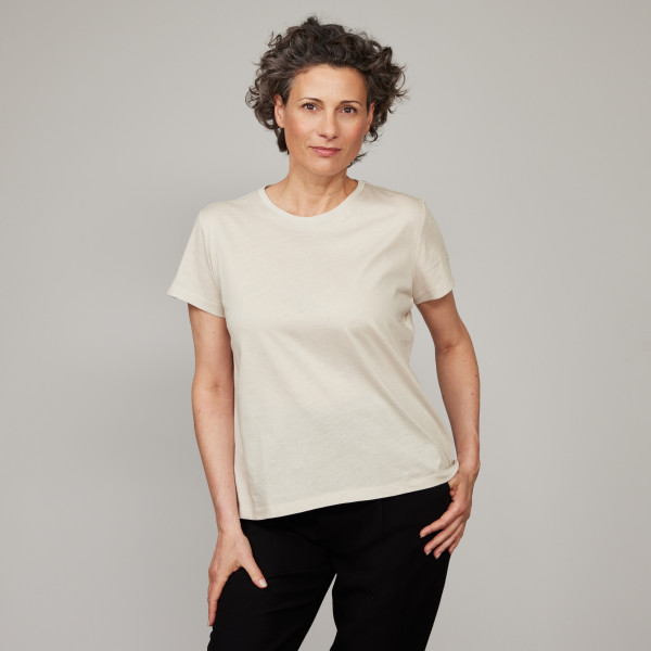 Damen Basic T-Shirt Kurzarm kieselgrau