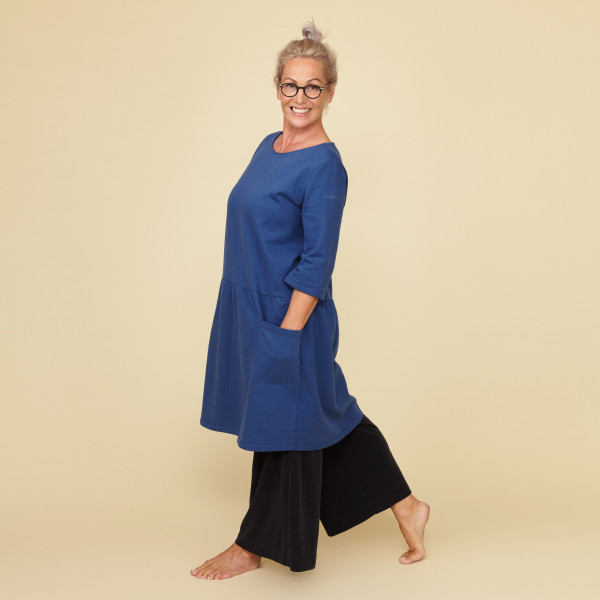 Damen Sweatkleid mit Greenpeace Logostick azurblau Damen Sweatkleid mit Greenpeace Logostick azurblau
