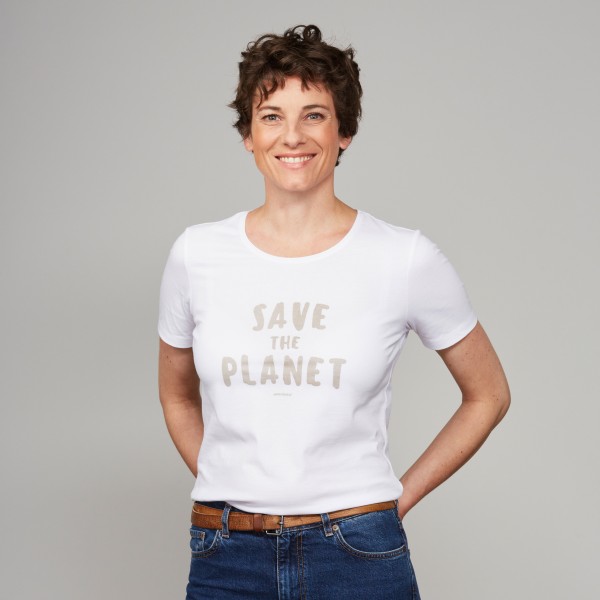 Damen T-Shirt "Save the Planet" weiß