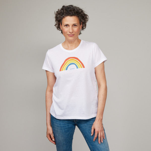 Damen Basic T-Shirt Regenbogen weiß Damen Basic T-Shirt Regenbogen weiß