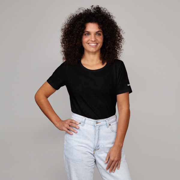 Damen T-Shirt Kurzarm schwarz mit Greenpeace-Logo Damen T-Shirt Kurzarm schwarz mit Greenpeace-Logo